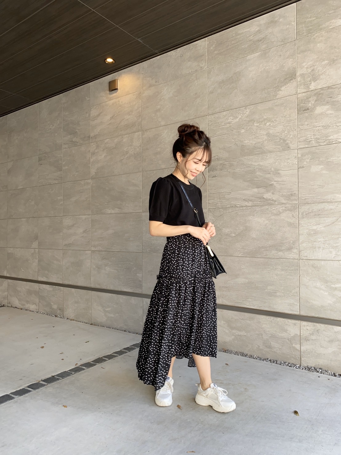 再販 送料無料 ドットギャザーロングスカート Dais Y