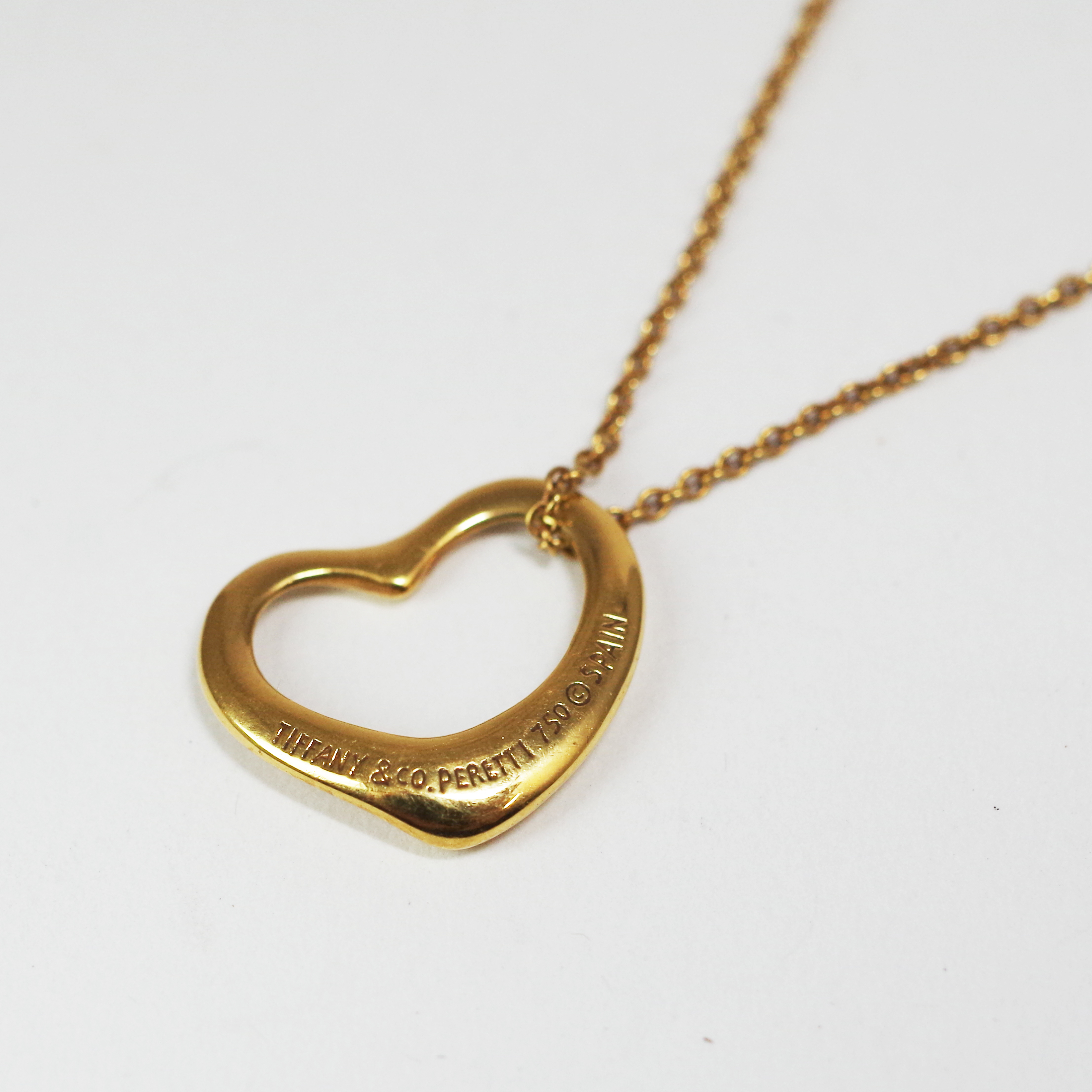 Tiffany Co ティファニー Opハートネックレス イエローゴールド K18 アクセサリー Rean