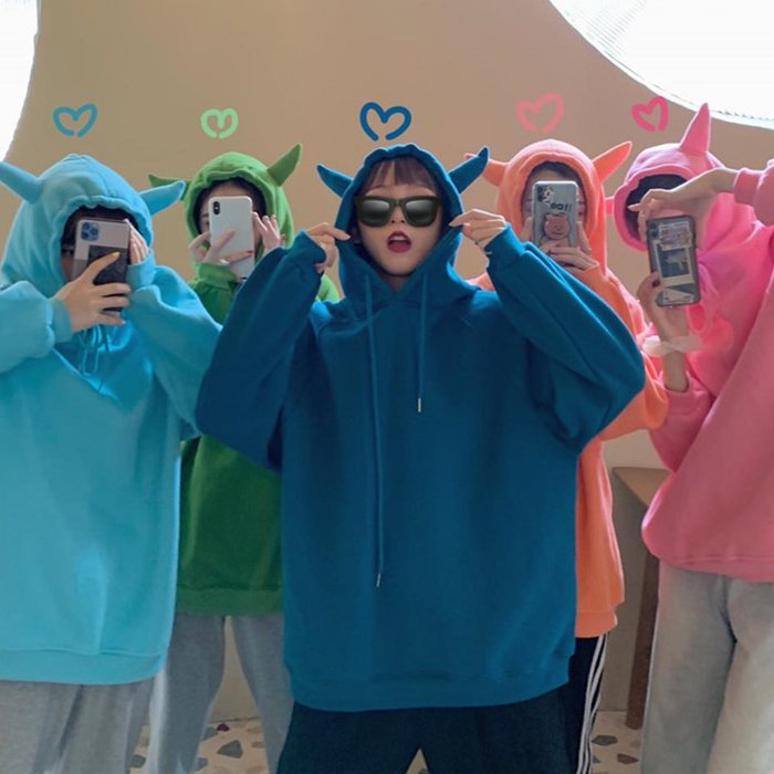 5color インスタ映え モンスター カラフルパーカー お揃コーデ 双子コーデ イベント Qrea Style プチプラ 韓国ファッション