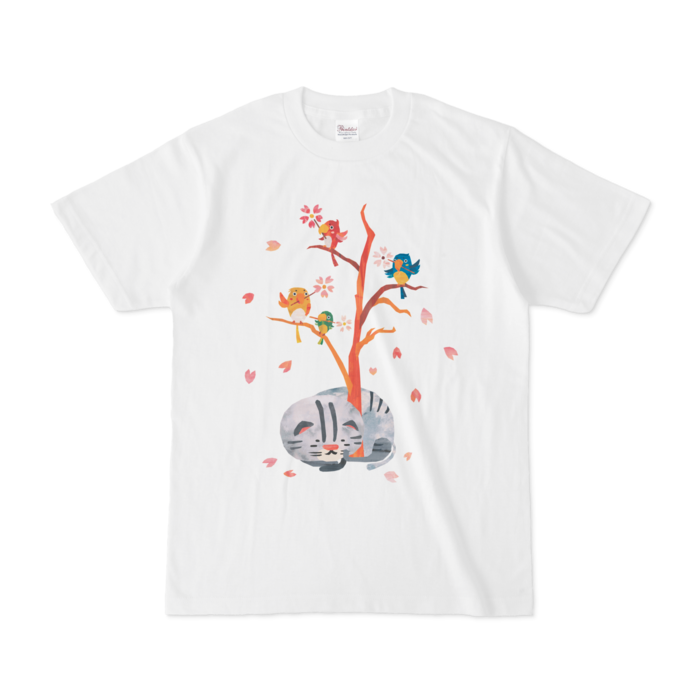 前面プリントイラストtシャツ サクラネコ Orange Garden