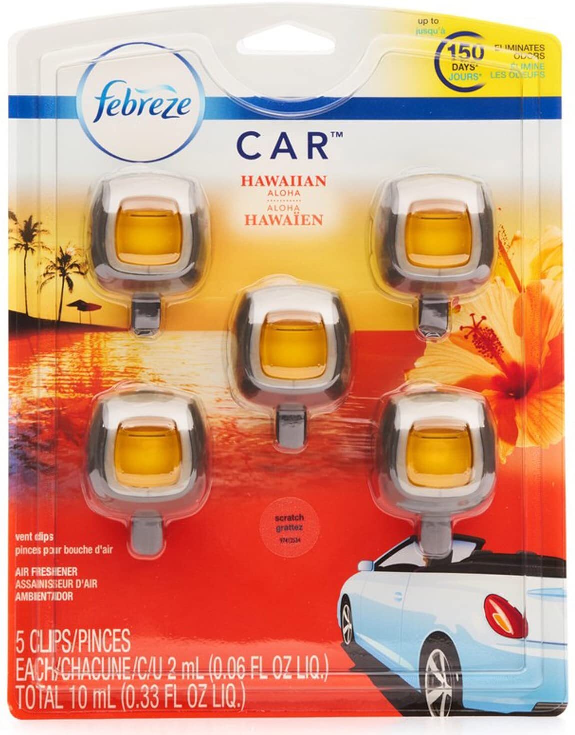 Febreze ファブリーズ 車専用消臭芳香剤 イージークリップ ハワイアンアロハ 2ml 5個 Big Mahalo Honolulu
