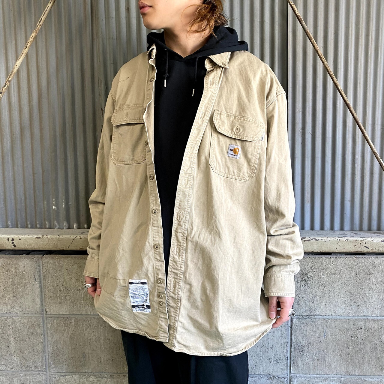 Carhartt カーハート Fr フレームレジスタント 長袖 ワークシャツ メンズxl 古着 ボタンダウン ベージュ 長袖シャツ Cave 古着屋 公式 古着通販サイト 夏物最大50 Off開催中