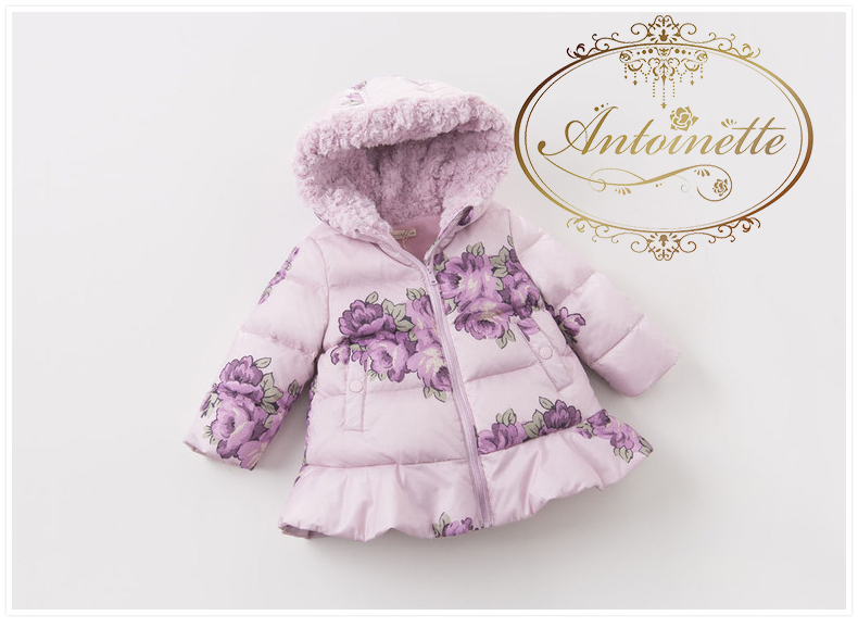 Korea Bland Kids Downcort 韓国ブランド コート 子供用 ダウンコート 子供 キッズ 花柄 パープル 冬 冬用 海外服 かわいい おんなのこ コート Antoinette
