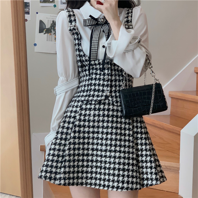 2点セット 千鳥格子ジャンスカ ストラップブラウス Sucrier シュクリエ お砂糖みたいに甘くてかわいい 量産型プチプラガーリー服 通販