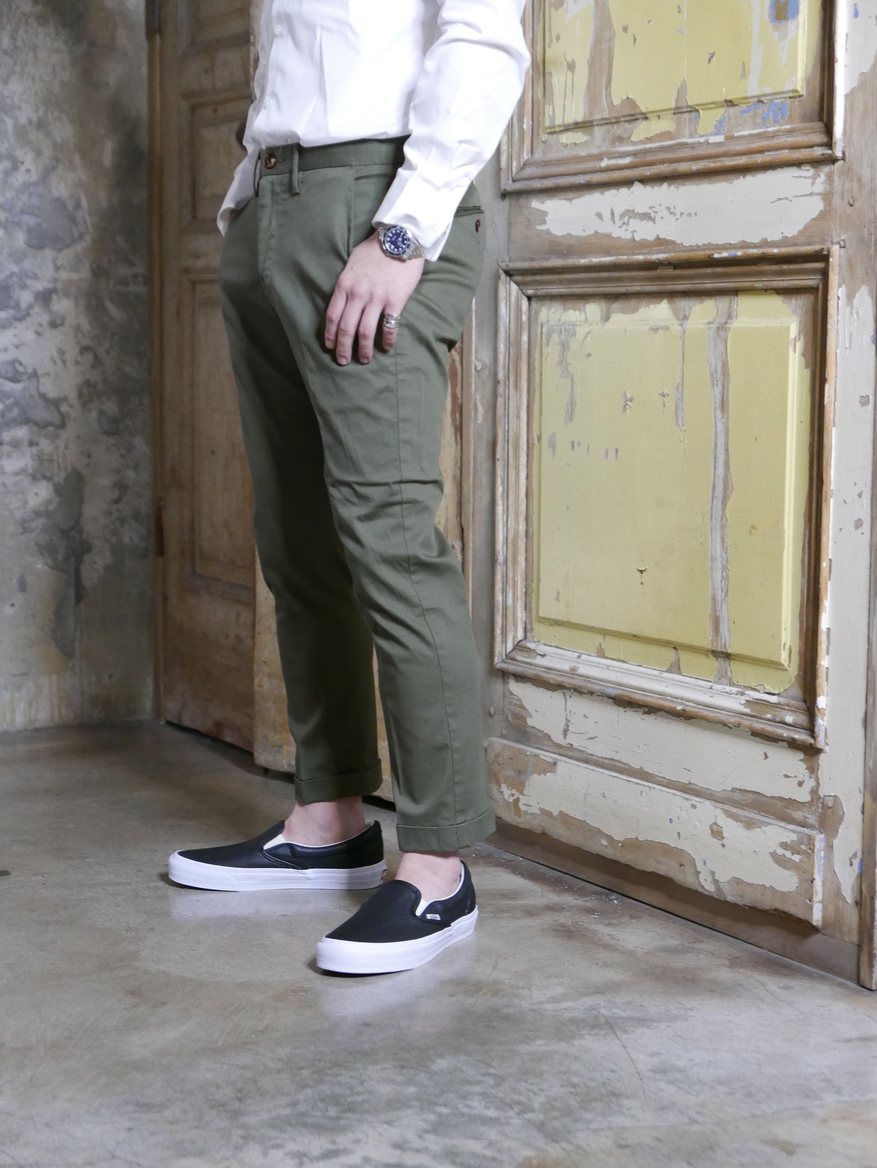 Men S Cm002 59 Pique Trouser Khaki ストレッチピケトラウザー カーキ オリーブ 日本製 カーキパンツ アンクルパンツ メンズ 雑誌2nd掲載 日本製デニムブランド Contrivance コントライバンス