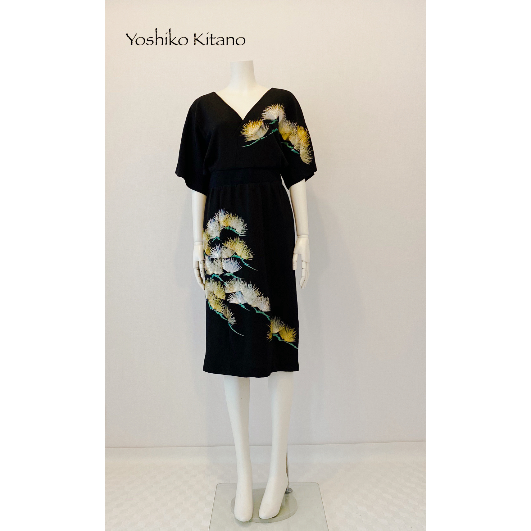 タイトスカートの着物リメイクワンピース Yoshiko Kitano