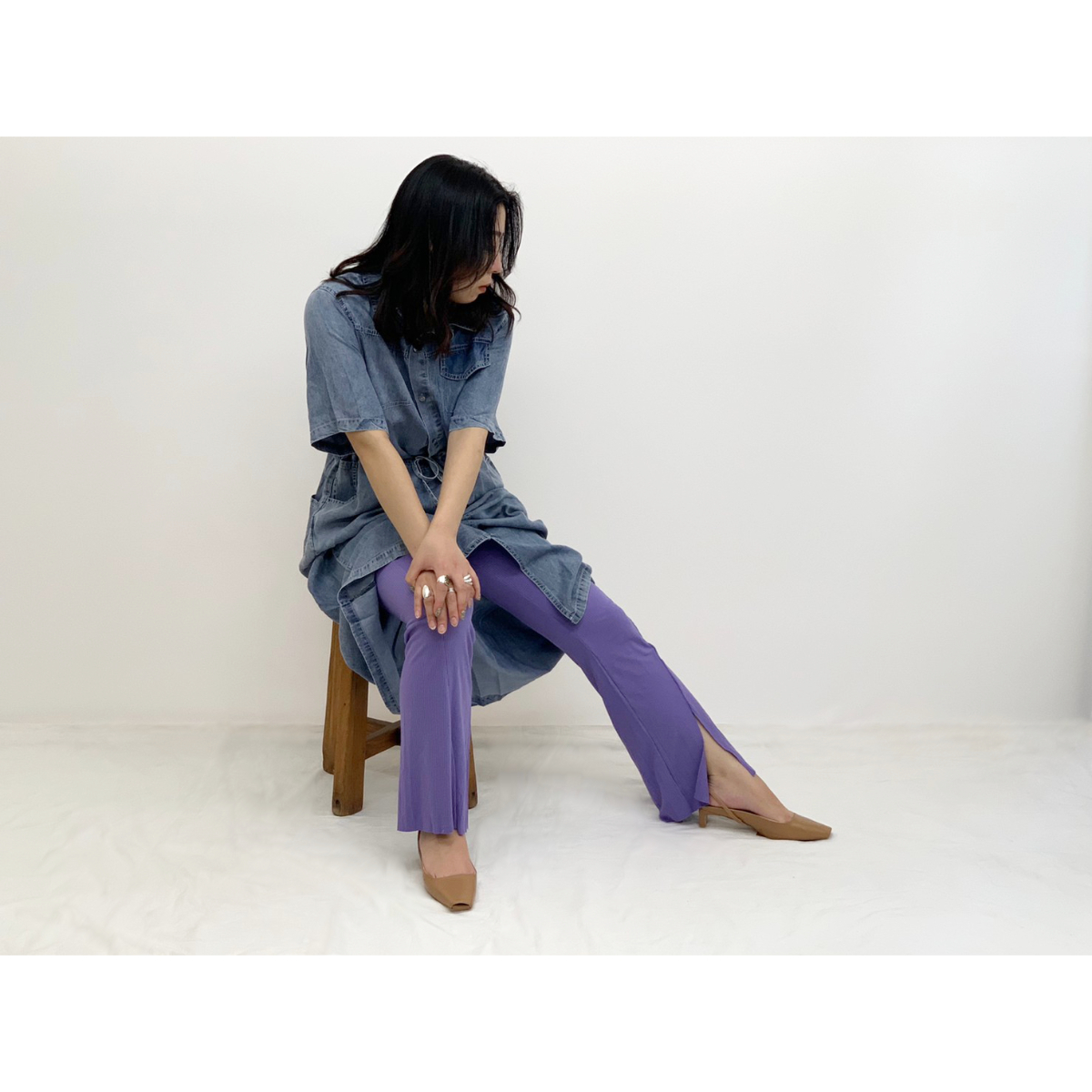 Whoo ダンガリーワンピースブラウス W1s7004 Zuri