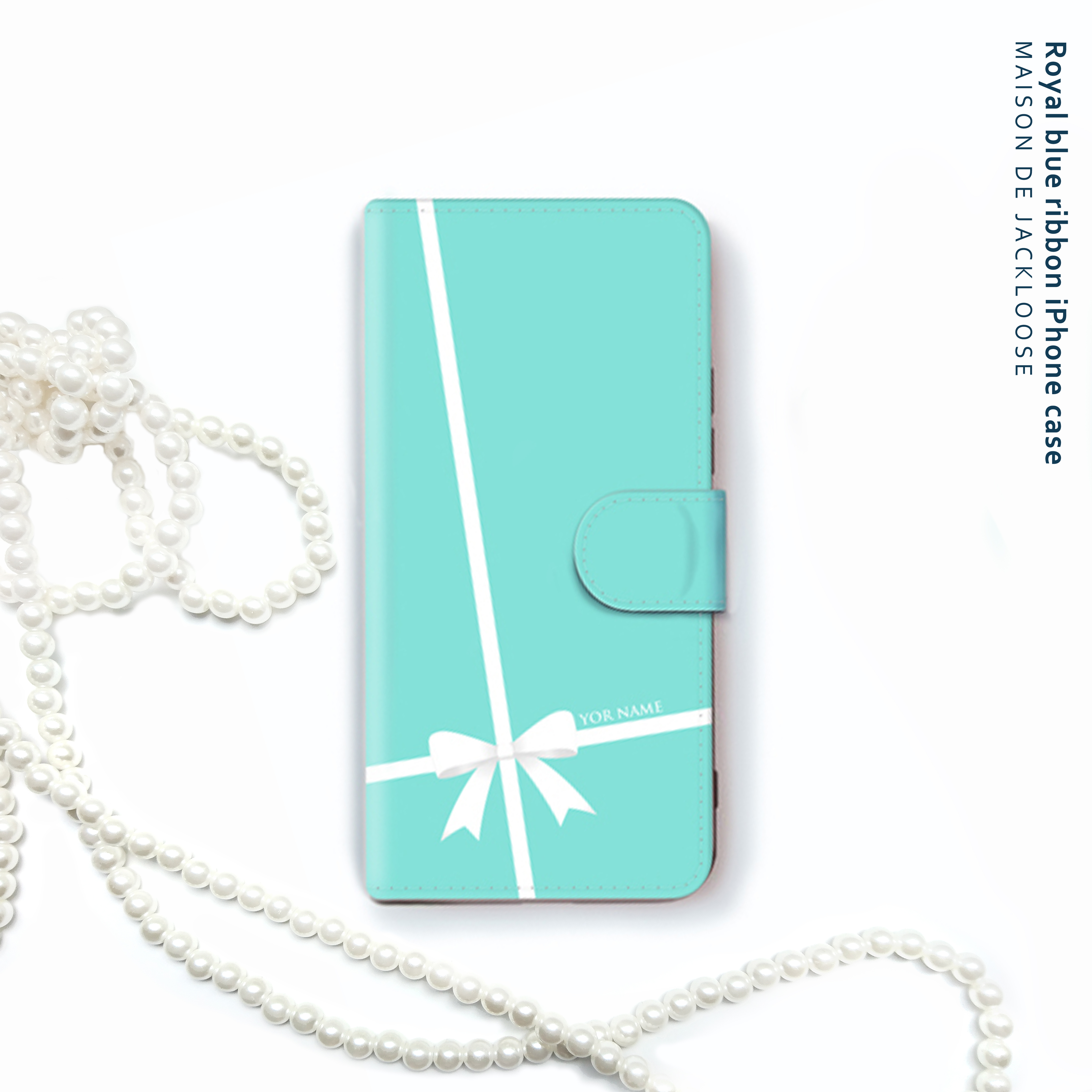 Tiffany Love Ribbon お名前入れ Iphone Androidスマホケース 全機種対応カメラホール Maison De Jackloose