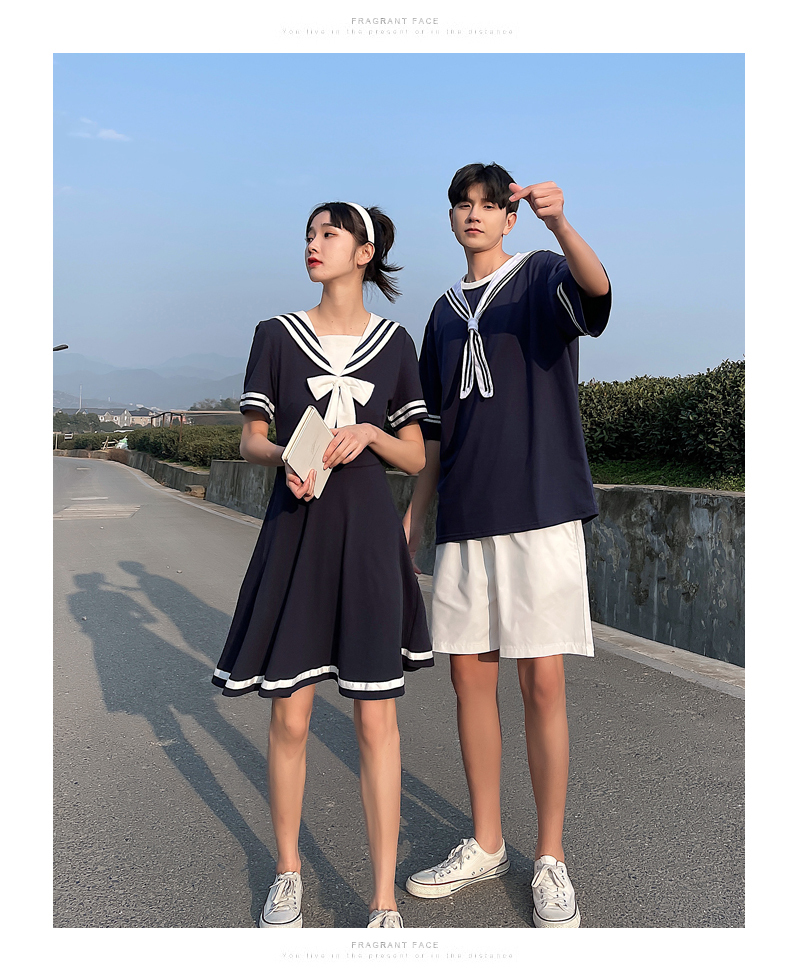 セーラー ワンピース 0926 メンズセーラーシャツ カップル ペアルック リンクコーデ カジュアル お揃い デート セーラー服 夫婦 親子 カップルのリンクコーデ専門店 Pair Cele ペアセレ