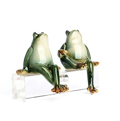 陶器製 カエルの置物 2体 ペア 蛙 かえる フロッグ かわいい インテリア オブジェ 置物 ディスプレイ 雑貨屋リエット