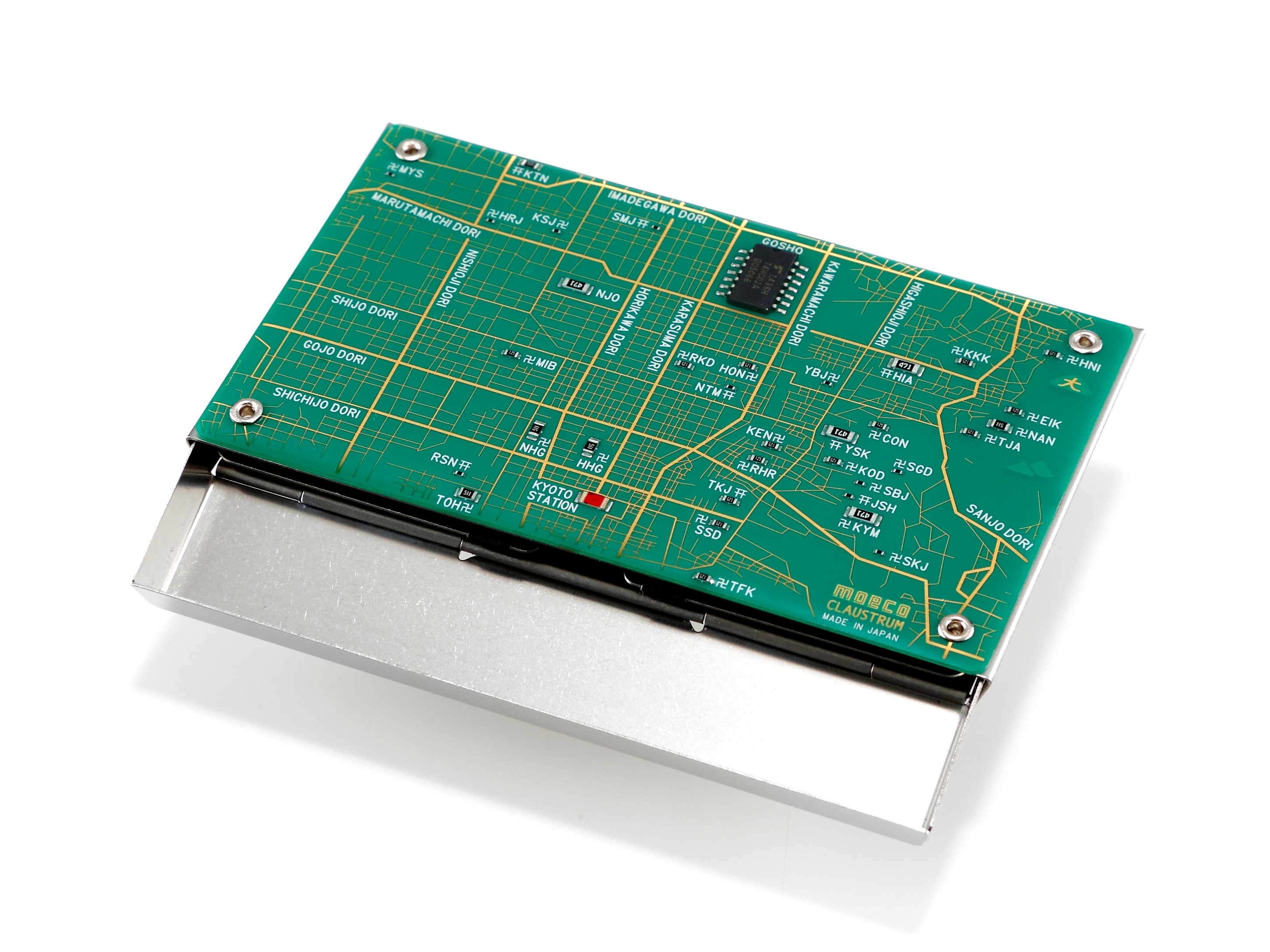 京都回路地図 名刺入れ 緑 東京回路線図a5クリアファイルをプレゼント Pcb Art Moeco