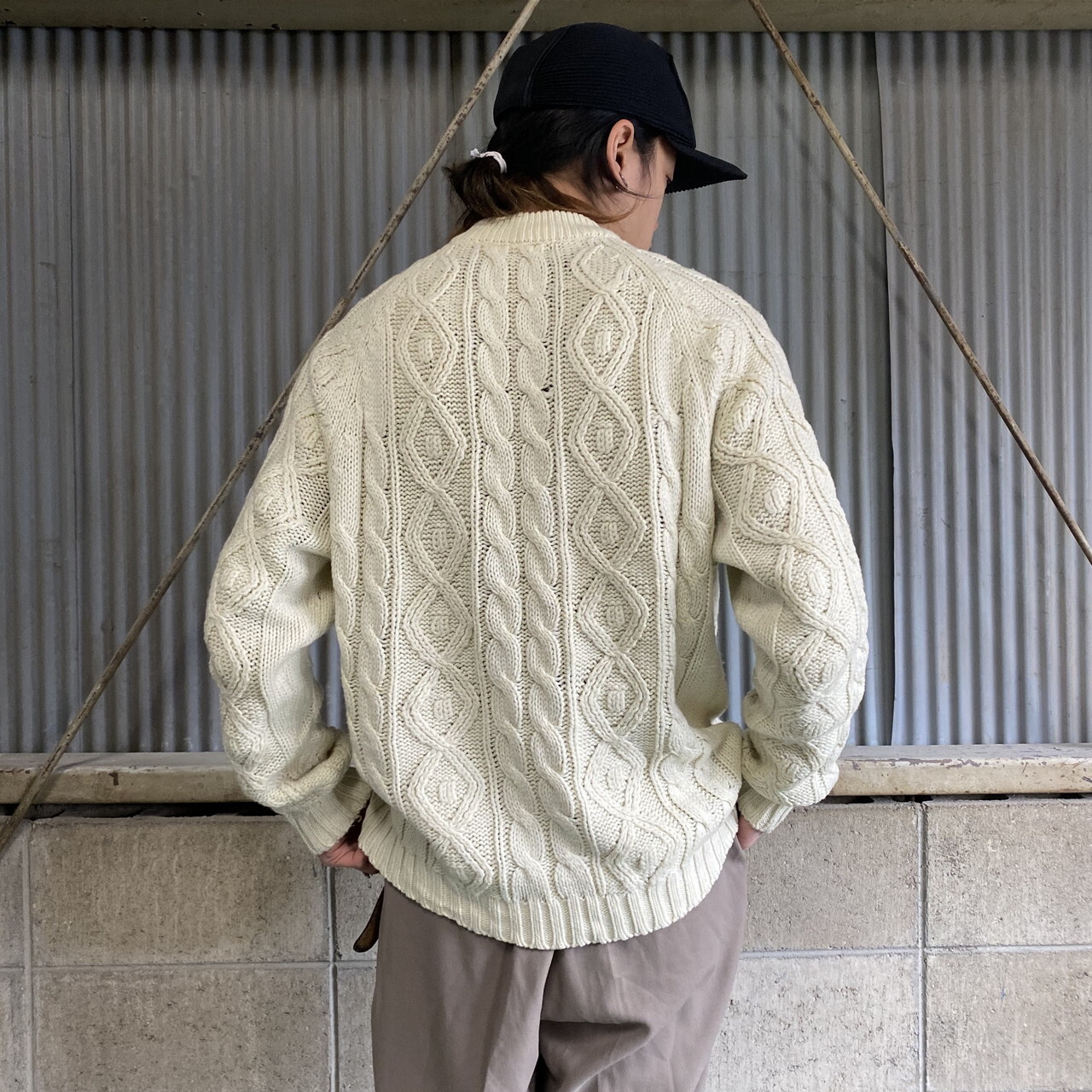 再入荷1番人気 ケーブルニット ナチュラル系 ホワイト コーデ メンズ 古着 数量は多 Www Purpicks Com
