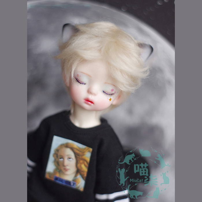 Bjdドール用ウイッグ Wig ベリーショート Short パーマ カール モヘア 薄ゴールド レッドブラウン ブラック Miucat 小顔sd Msd 幼sdサイズ人形用 Btgarden