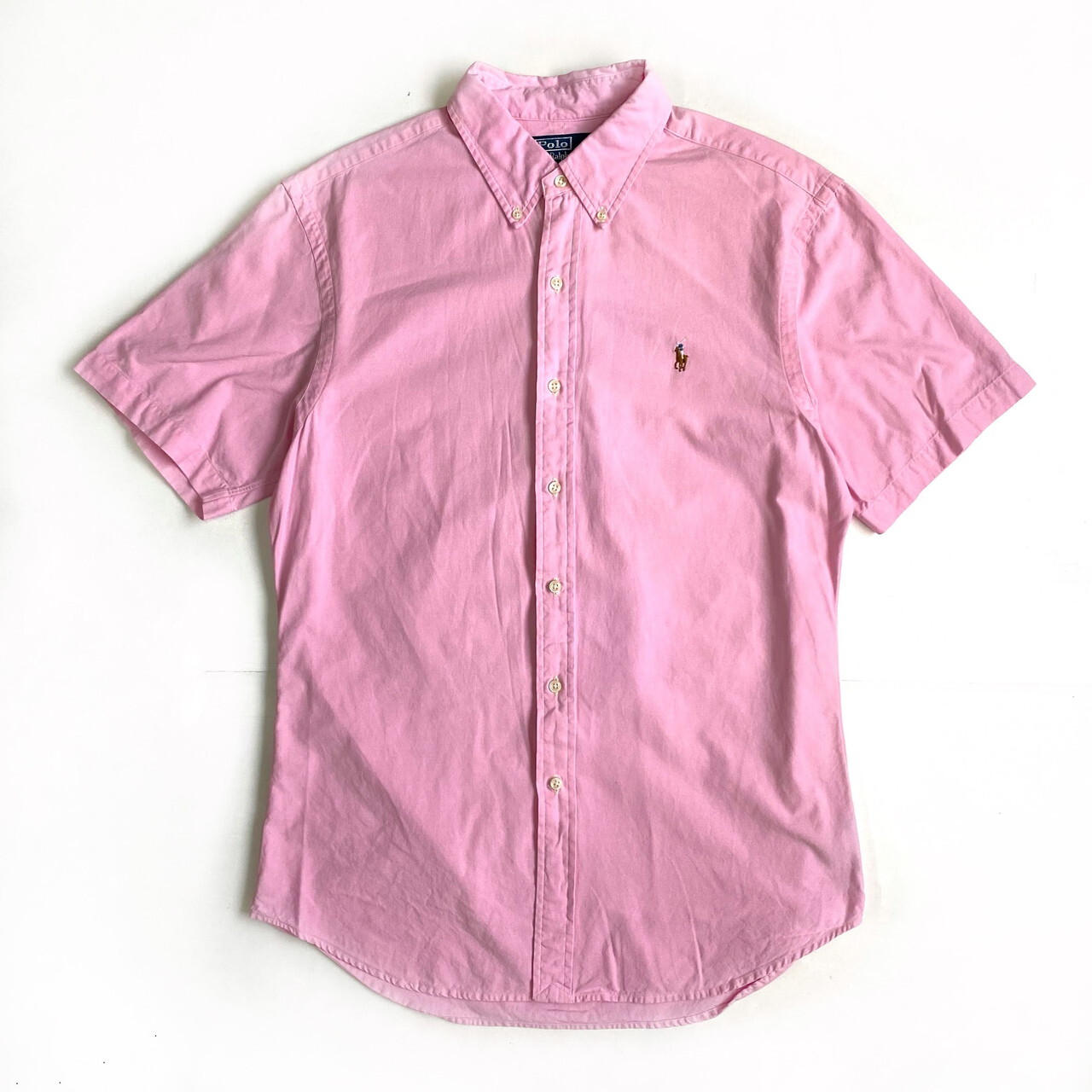 グッドカラー Ralph Lauren ラルフローレン ライトピンク 半袖ボタンダウンシャツ B Dシャツ メンズl 古着 半袖シャツ Sa Cave 古着屋 公式 古着通販サイト 夏物最大50 Off開催中