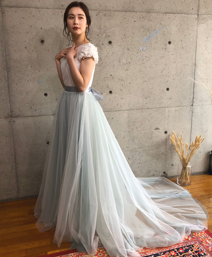 カラードレス チュール レース 袖あり 商品番号 The Urban Blanche 覚王山