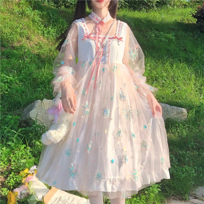 可愛い Lolita 刺繍 ボウタイ レース 萌え ロリータファッション ワンピース Miyabi5