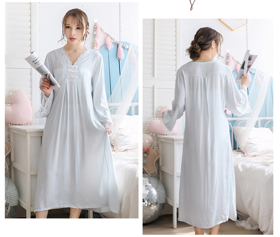 部屋着 レディース ルームウェア 寝巻き ワンピース パジャマ ナイトウェア 中華服 M L Ll グレーブルー ピンク Elegant