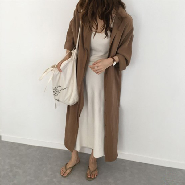 即納 送料無料 春のお出かけに シャツ ワンピース ロング カーディガン 2way Lamitte Deco トレンド 韓国ファッション ショップ