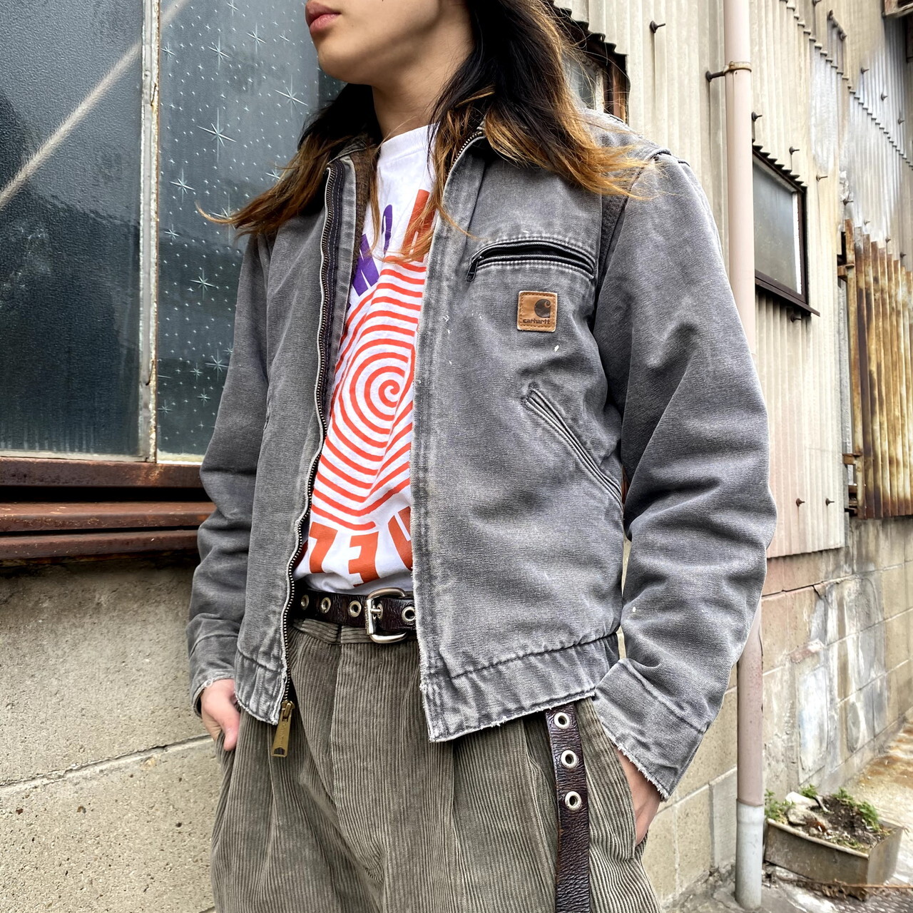 Carhartt J97デトロイトジャケット ダックジャケット L グレー袖丈630cm