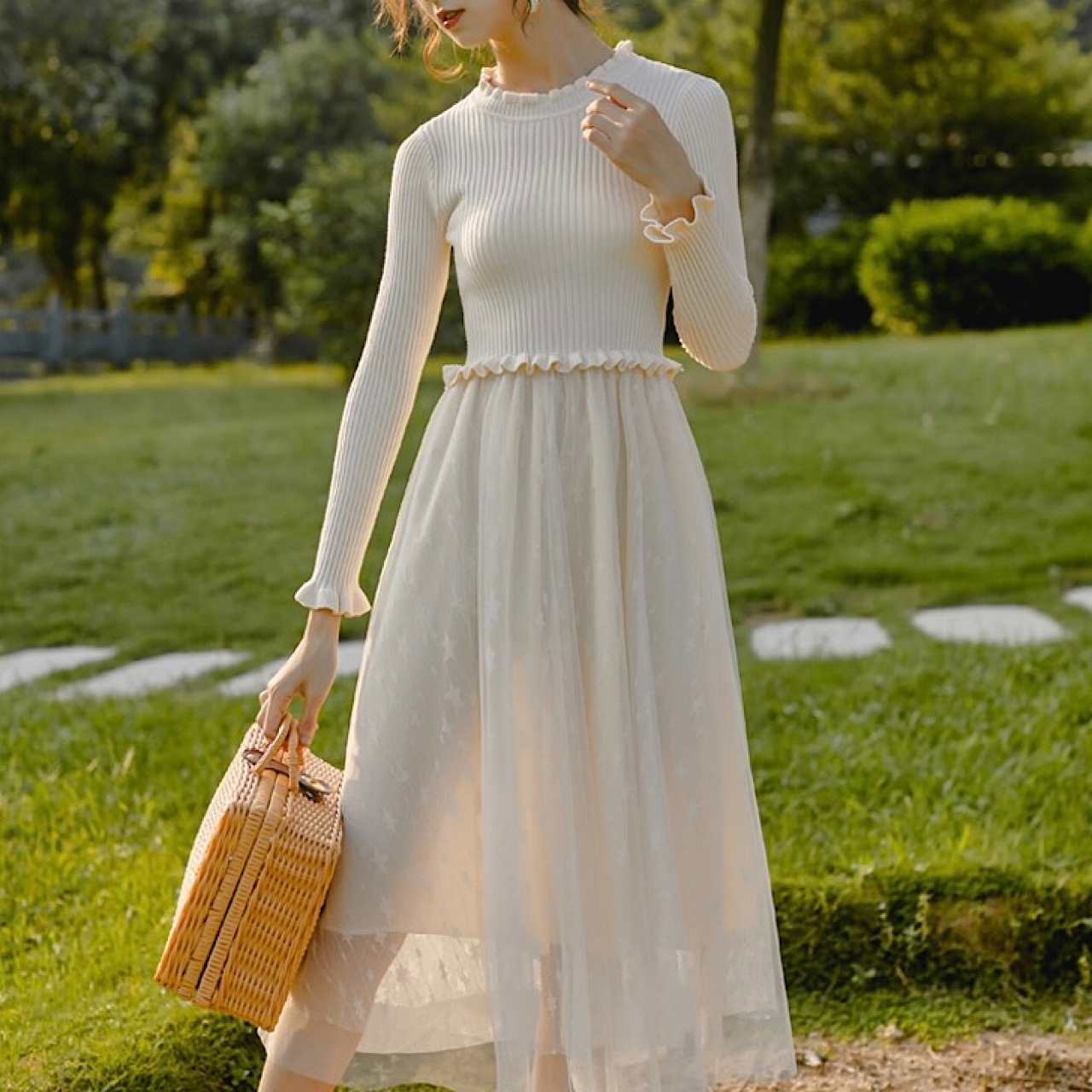 ニット チュールワンピース Op0007 Lys Gracieux