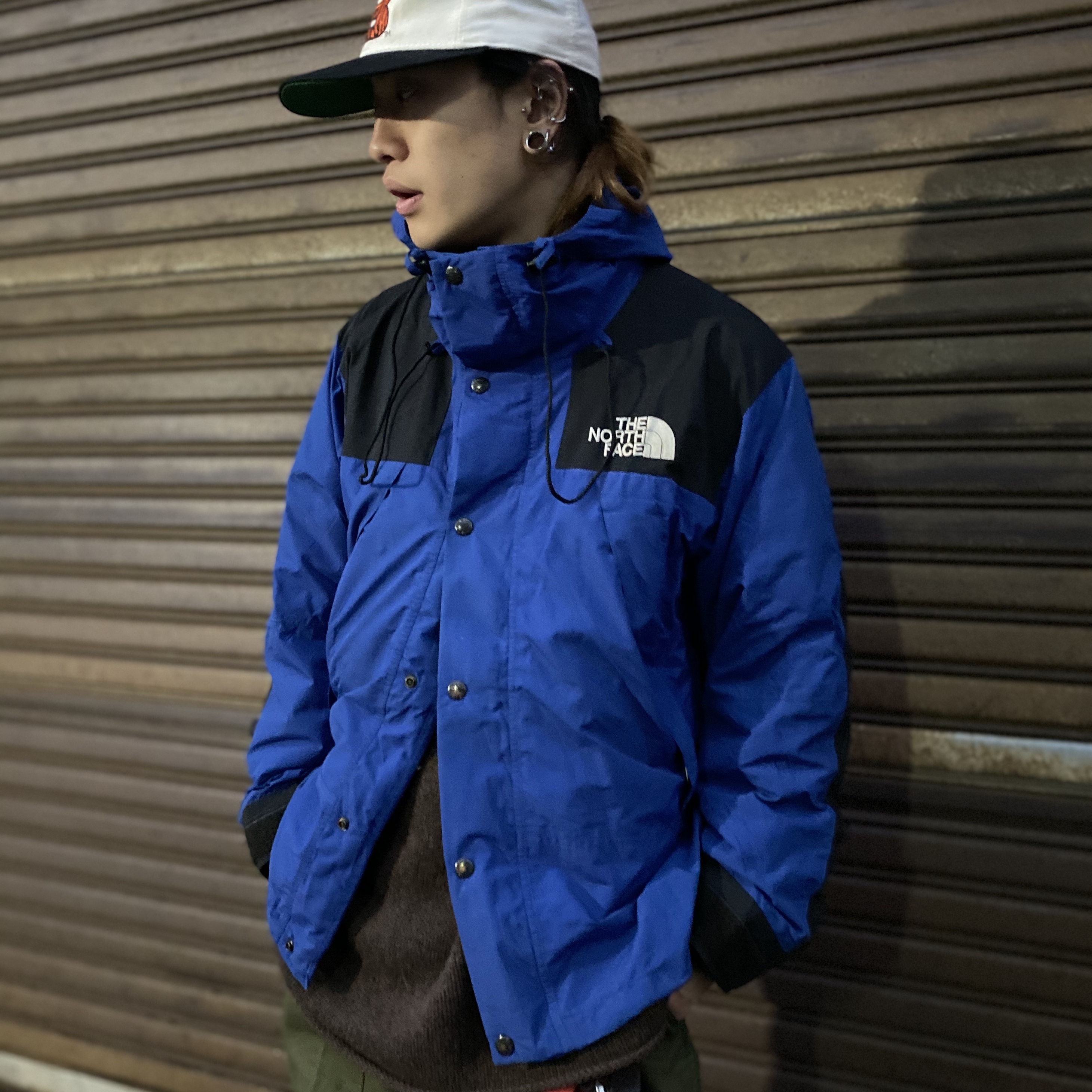 90年代 ビンテージ The North Face ザ ノースフェイス マウンテンガイドジャケット マウンテンパーカー Gore Tex ゴアテックス メンズxs 着用感メンズs M相当 ブルー 青色 90s ヴィンテージ 古着 アウトドアジャケット Cave 古着屋 公式 古着通販サイト