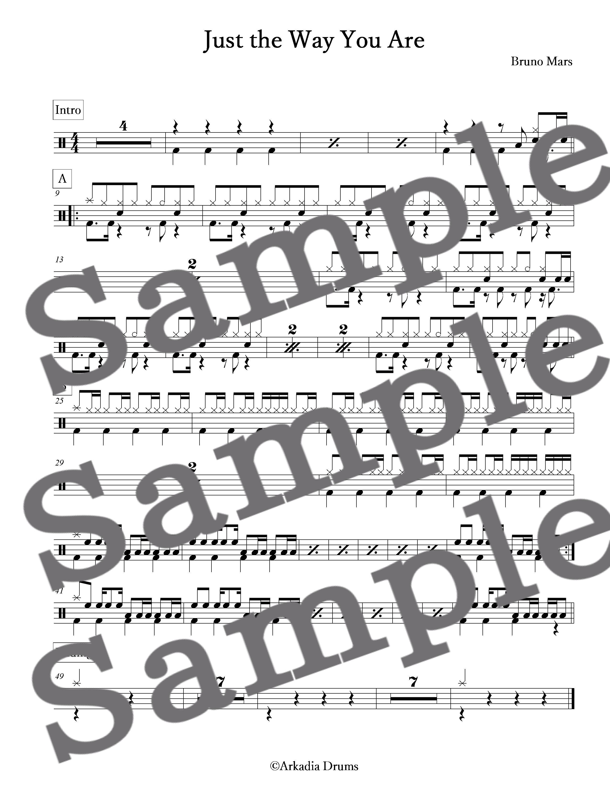Just The Way You Are Bruno Mars Arkadia Drums