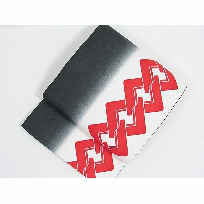 昼夜帯 化繊 縮緬 吉原繋ぎ名古屋 赤 黒 白 オシャレ 踊り 舞台 イベント他 美品 Kimono 庵