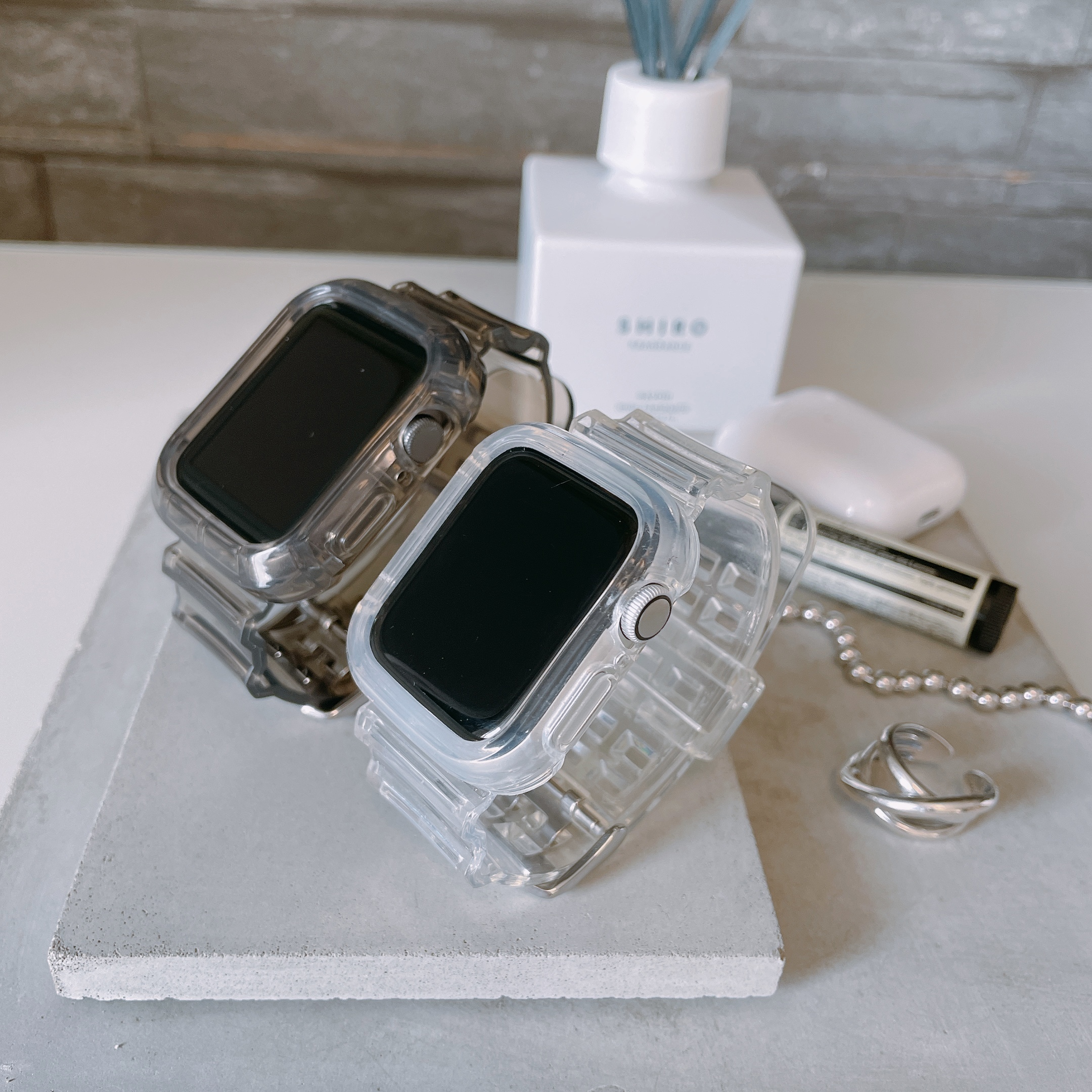 bbクリア☆アップルウォッチ ラバーベルト カバー Apple Watchバンド+