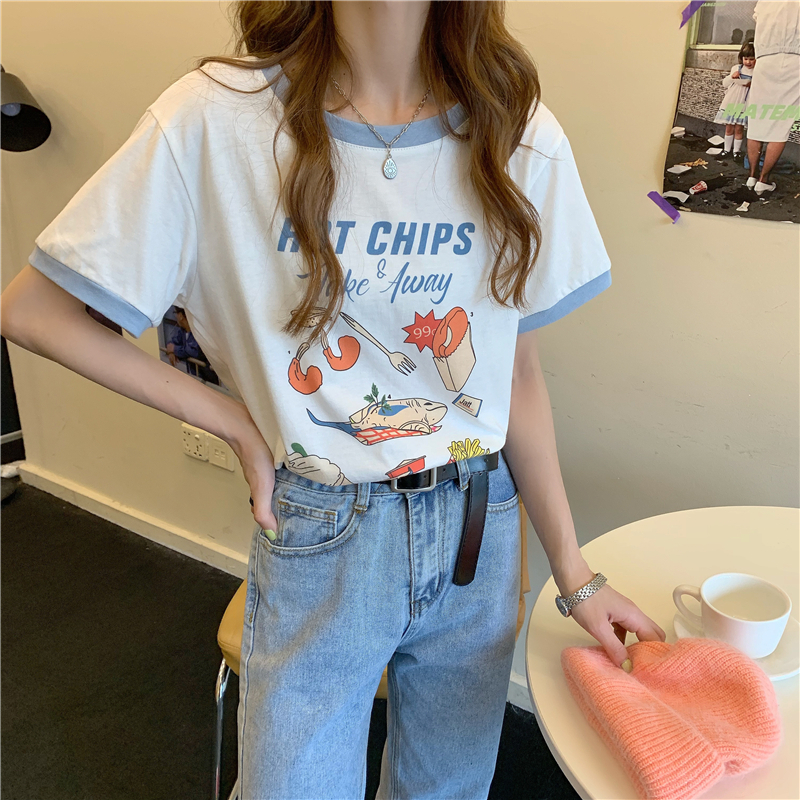 送料無料 ユニークスタイル 上下セット フードグラフィックtシャツ パイピング ワイド デニム セットアップ メンズライク Lamitte Deco トレンド 韓国ファッション ショップ