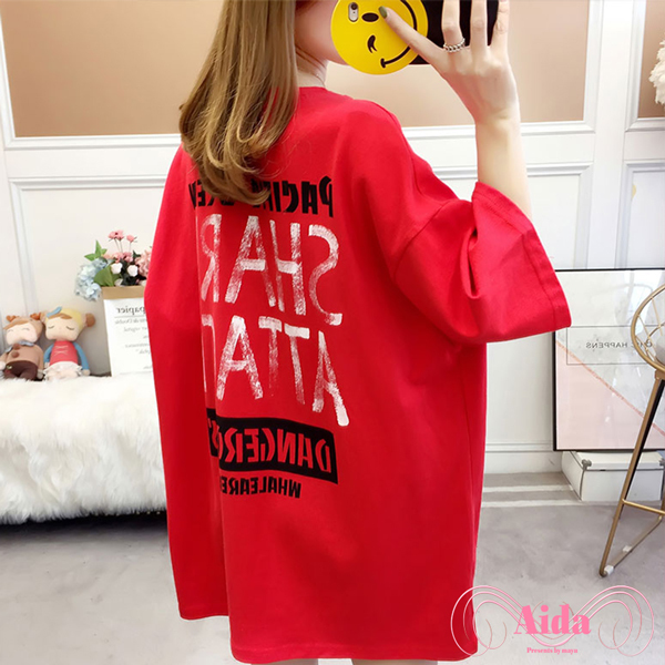 送料無料 オーバーサイズ Tシャツ 赤 レッド バックプリント プリントtシャツ Aida アイーダ ーストリート ファッションのレディース通販サイト