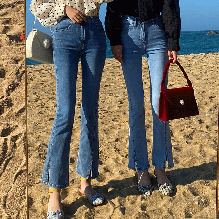 オルチャンファッション 韓国レディースファッション Ah0949 デニム ジーンズ ブーツカット ボトムス フレア カジュアル 人気プチプラ レディース韓国ファッション新作通販 Aliceholly アリスホーリー