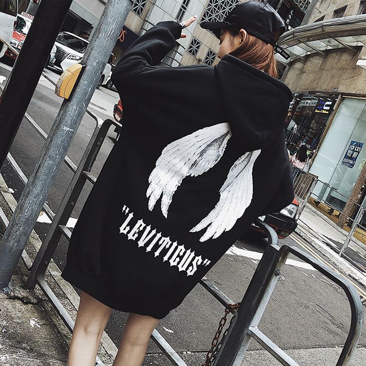 天使の羽 モチーフ プルオーバー パーカー 韓国 ファッション レディース ストリート系 裏起 ビッグサイズ オーバーサイズ トップス ルーズ Autumn And Winter Plus Velvet Hooded Inscoat Dtc Value Rave Notice バリューレイヴノーティス 韓国
