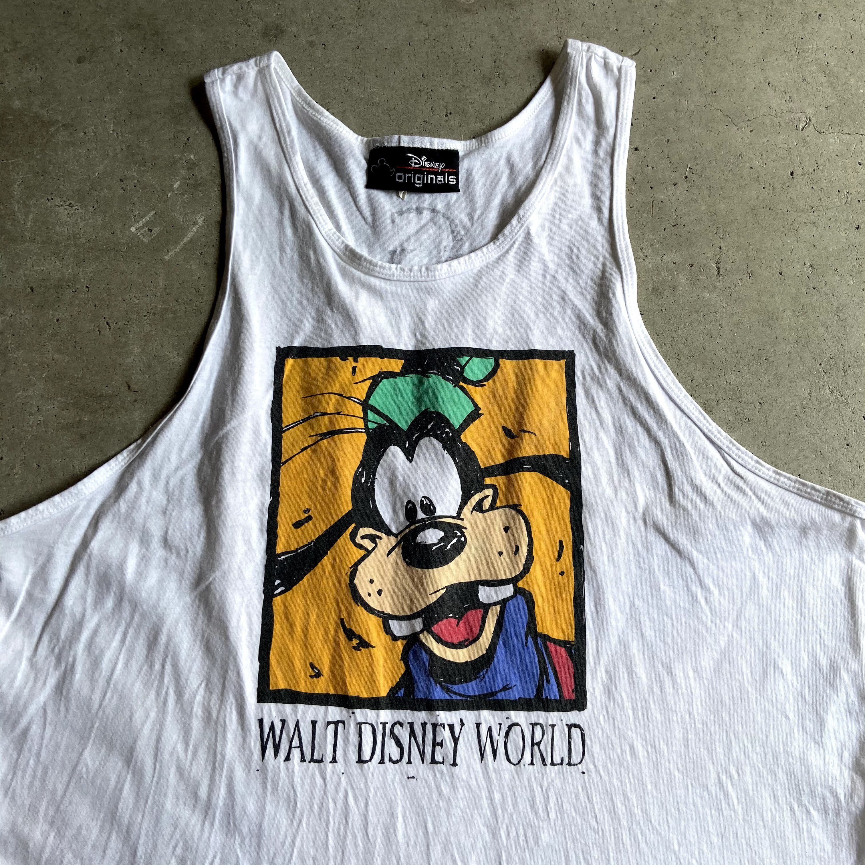 90年代 Usa製 ディズニー グーフィー キャラクタープリント タンクトップ メンズxl レディース 古着 Disney Originals 90s ビンテージ ヴィンテージ ホワイト 白 Tシャツ Sa Cave 古着屋 公式 古着通販サイト 夏物最大50 Off開催中