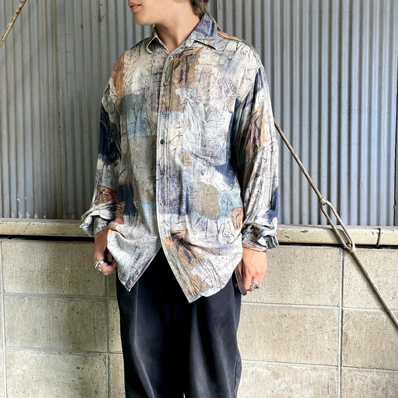 21年新作 レトロ 古着 総柄 長袖 メンズ デザインシャツ ボタニカル シャツ Www Eurex Fr