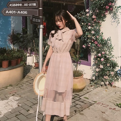 送料無料 即納 グレンチェック シースルーワンピース シャツ チュール ロングワンピース 半袖 レディース ガーリー かわいい デート レース 透け感 春 夏 秋 プチプラレディースファッション通販 Yboueki