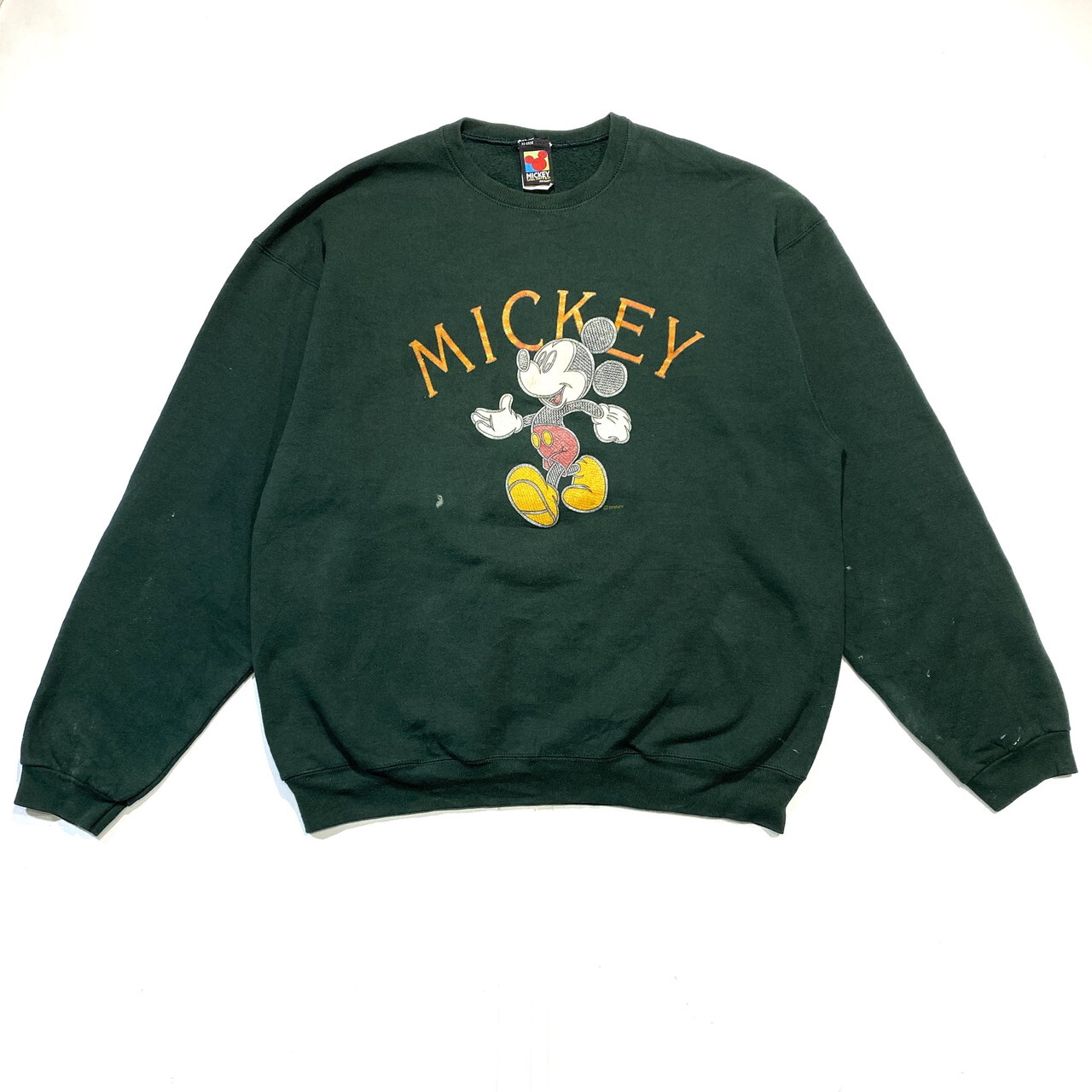 90年代 ディズニー ミッキーマウス スウェットシャツ レディースxl 古着 90s ビンテージ ヴィンテージ Mickey Unlimited Disney プルオーバー キャラクター トレーナー グリーン 緑 スウェット Al Cave 古着屋 公式 古着通販サイト