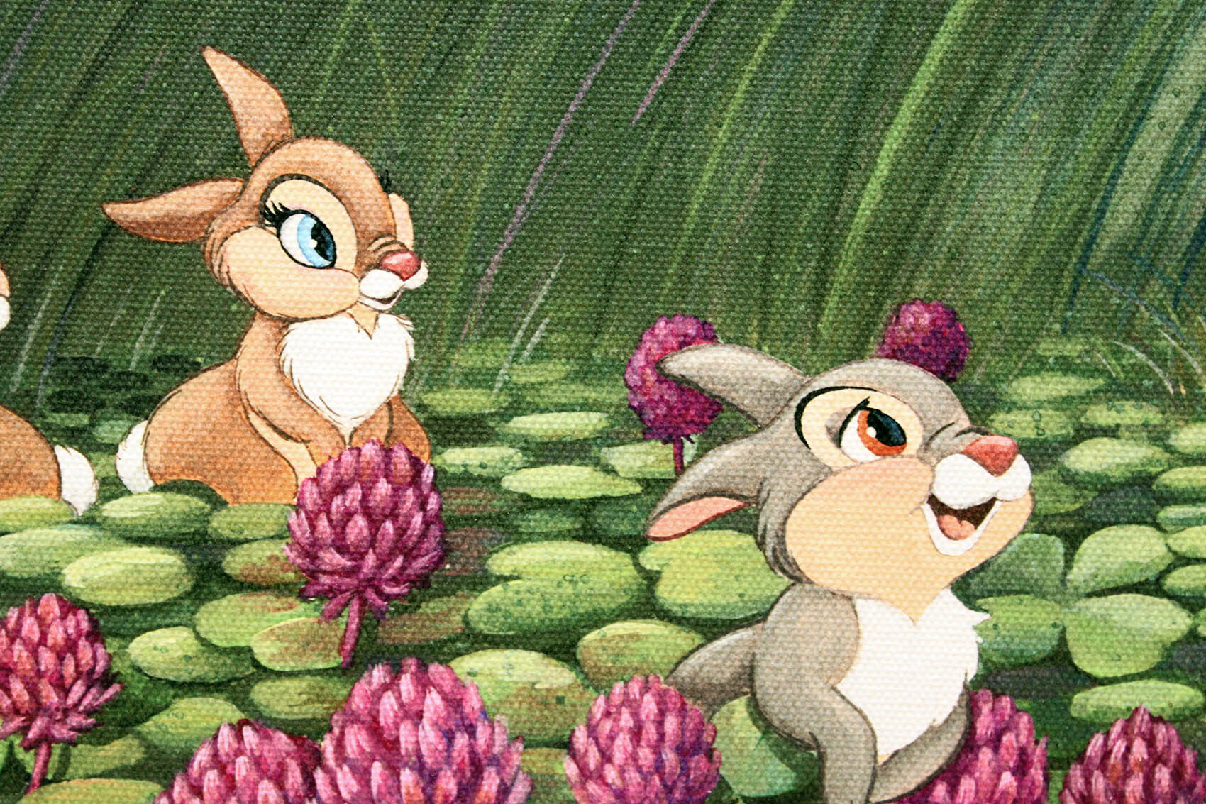 ディズニー絵画 バンビ ハロー サンパー 作品証明書 展示用フック付 限定500部キャンバスジークレ ディズニー絵画 ポスター