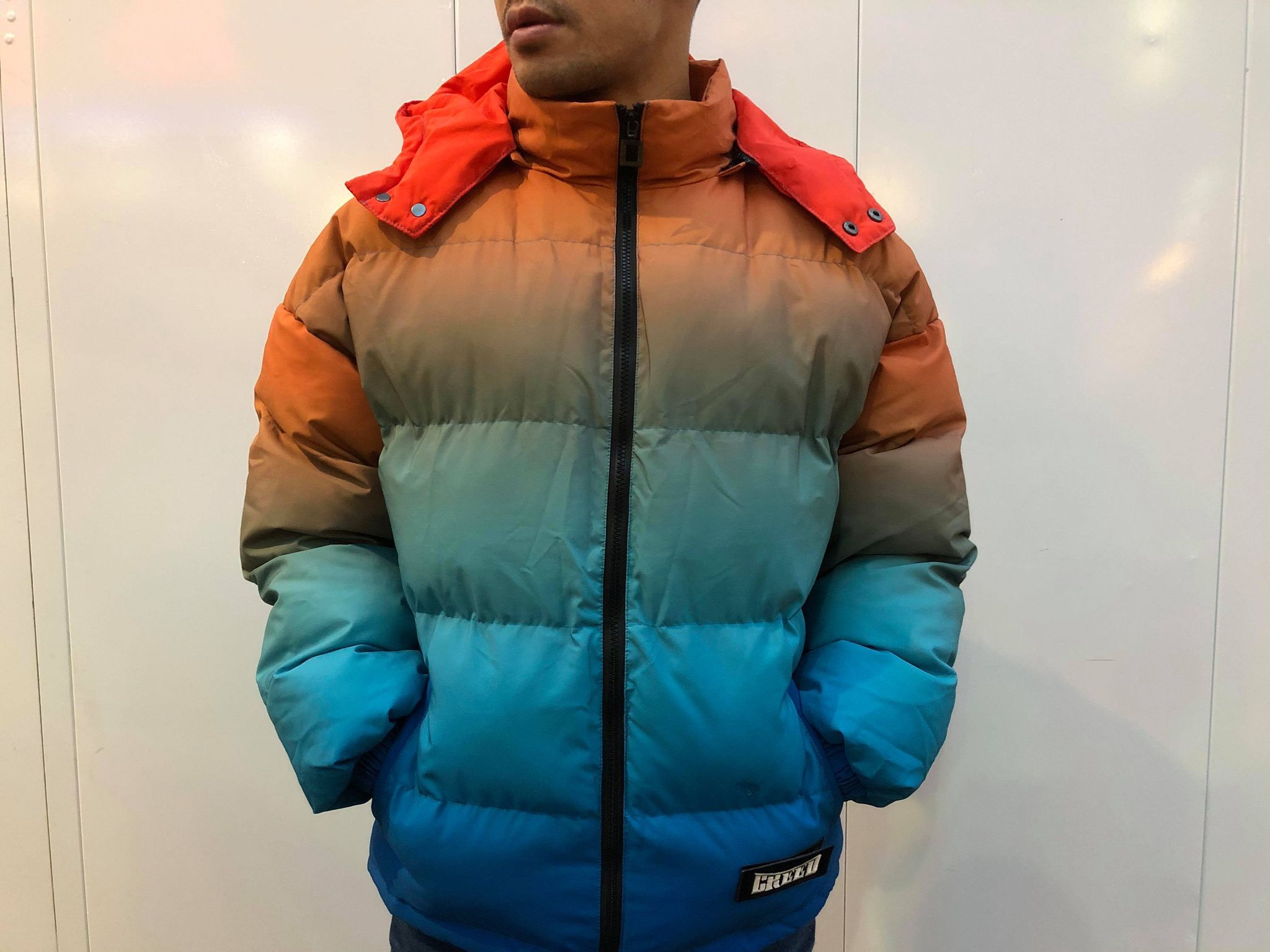 ダウンジャケット グラデーション青 Creed