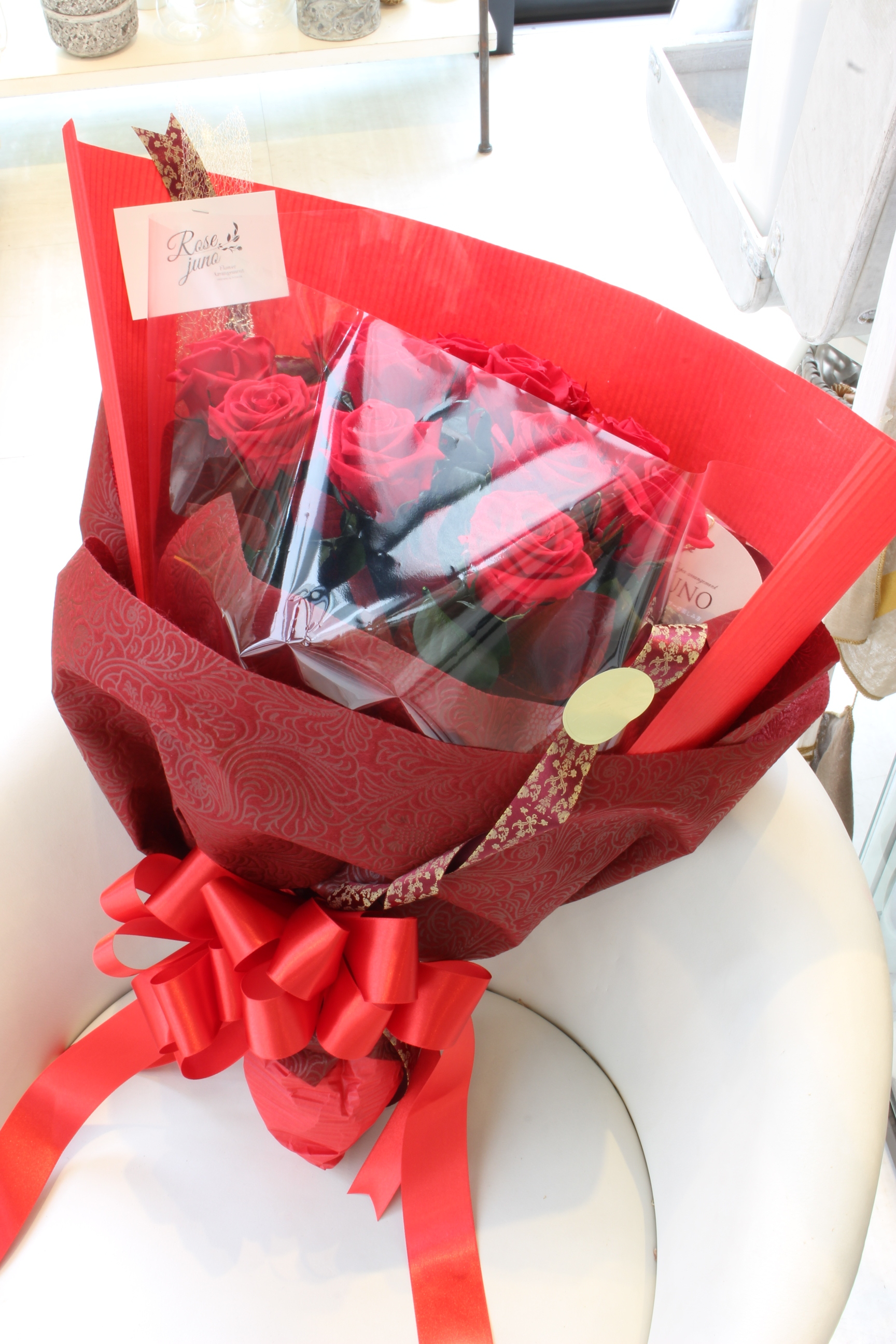 12本の赤薔薇の花束 ダーズンローズ 福岡のプリザーブドフラワー専門店 Rosejunoローズユノwebshop ネットショッピング