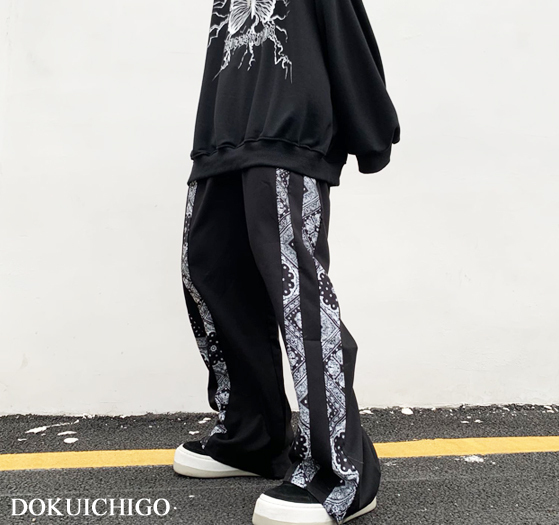 パンツ レディース ペイズリー ズボン 韓国 原宿 ストリート モード系 ロング Tb 726 毒いちご 韓国ファッション