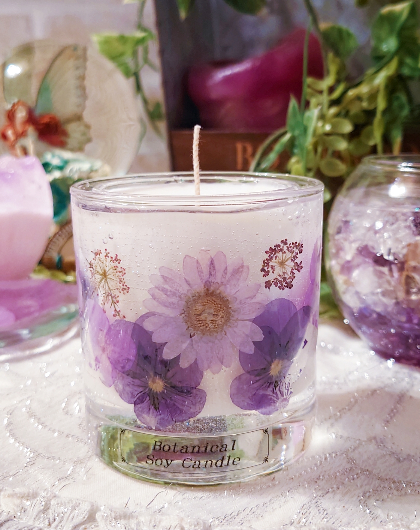 花々のグラスソイワックスキャンドル Enkeli Candle