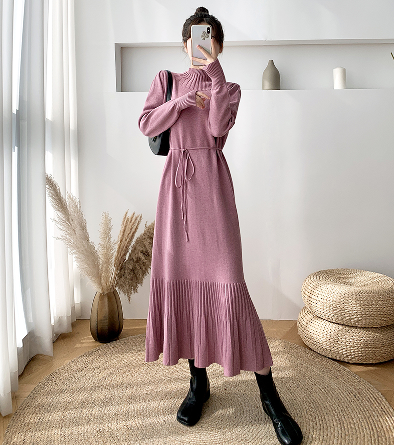 タートルニットプリーツロングワンピース C1154 Centifoliaf センチフォリア