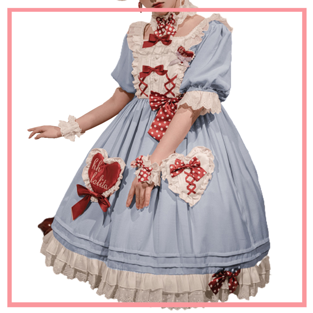 ロリィタキャンディーラブバブル半袖ワンピース ブルー Black Lotus