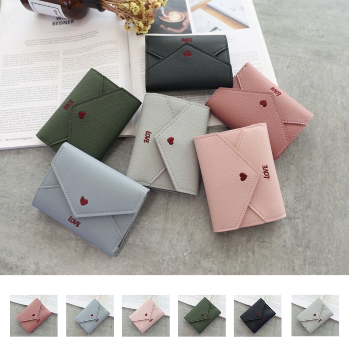 財布 折財布 ハートレター折財布 カード 大容量 小銭入れ 使いやすい 小さめ シンプル かわいい おしゃれ コンパクト 柔らかい Puレザー セレクトショップオンリーユー