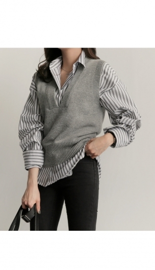 ベスト 重ね着が楽しめる ニット ｖネック オフィス カジュアル 秋冬 新作 0294 B Bloom ビーブルーム レディース ファッション通販