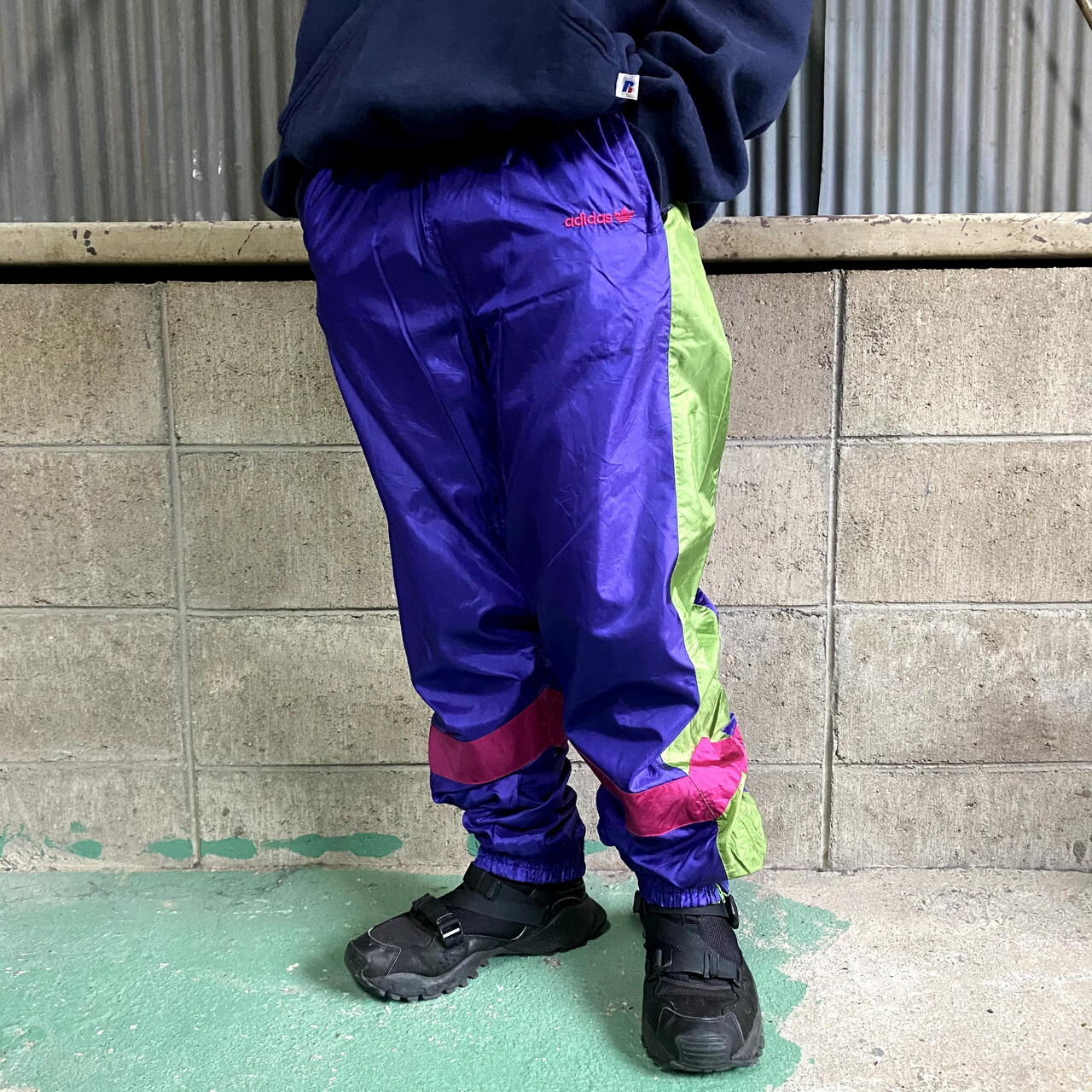 初号機カラー 80 90年代 Adidas アディダス ナイロンパンツ メンズm 古着 80s 90s ビンテージ ヴィンテージ ロングパンツ All15 Cave 古着屋 公式 古着通販サイト