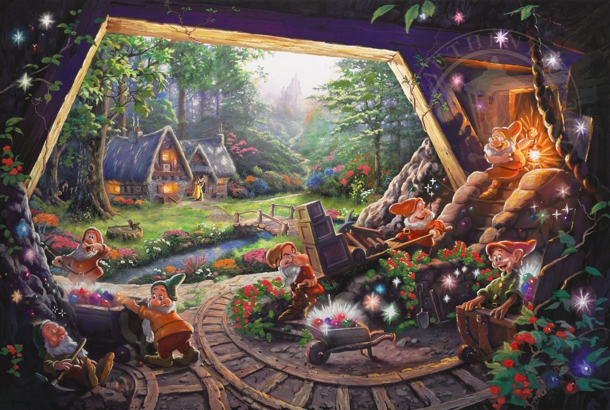 ディズニー絵画 白雪姫と七人の小人 作品証明書 展示用フック付ジークレ インテリア アート Disney 絵画インテリア ディズニー 絵画 ポスター