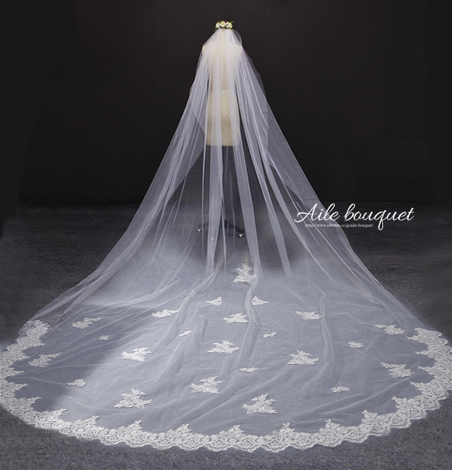 再入荷 ウェディング ベール 3m ロングベール フェイスアップベール ウェディングドレス Aile Bouquet