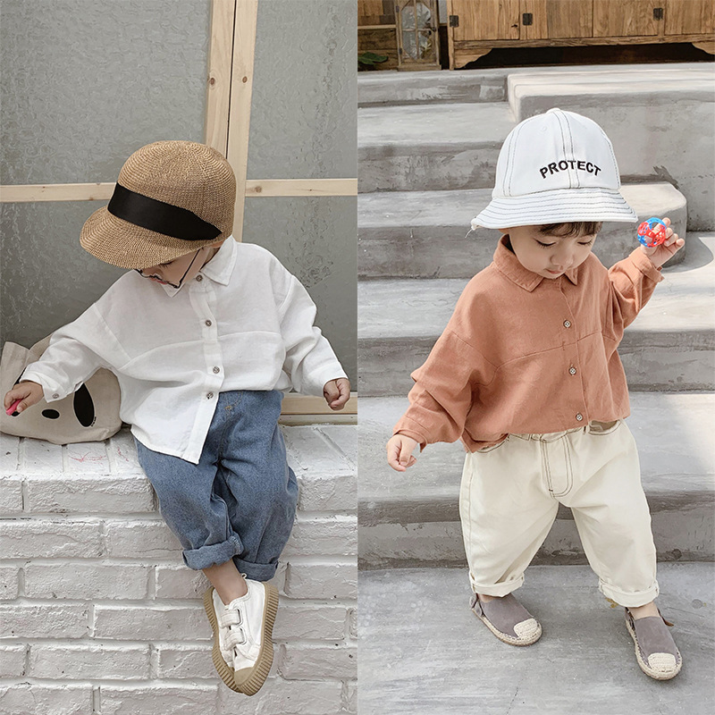 キッズ韓国 男の子 コットン長袖シャツ 80cm 130cm Carino Y