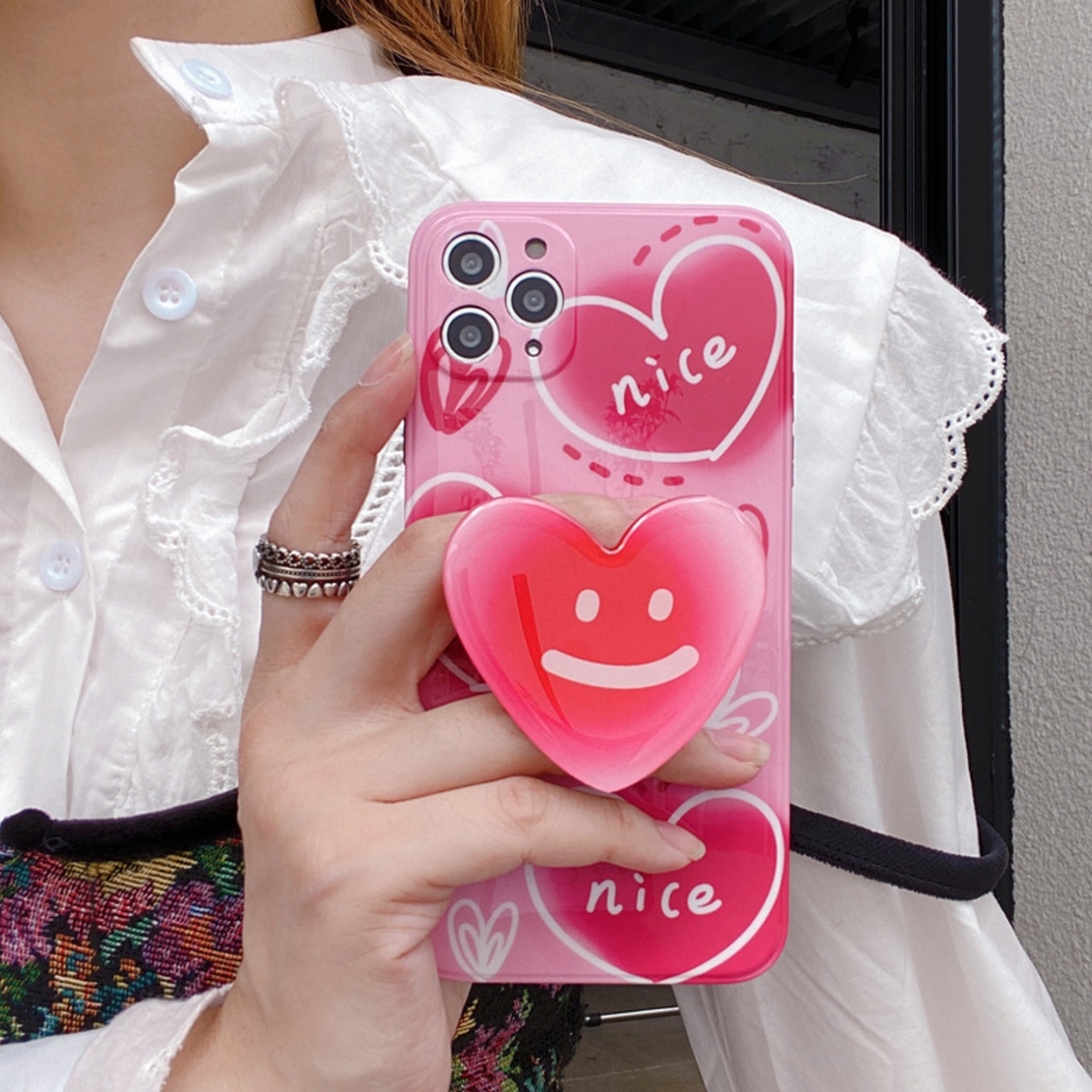 Iphone ケース 韓国 Tpu ハートデザイングリップ付きケース グリップトック ハート ピンク カバー お揃い 個性的 シンプル 大人 可愛い おしゃれ レディース Iphone7 Iphone8 Iphonese2 Iphonex Iphonexs Iphonexr Iphonexsmax Iphone11 Iphone11pro Iphone11promax